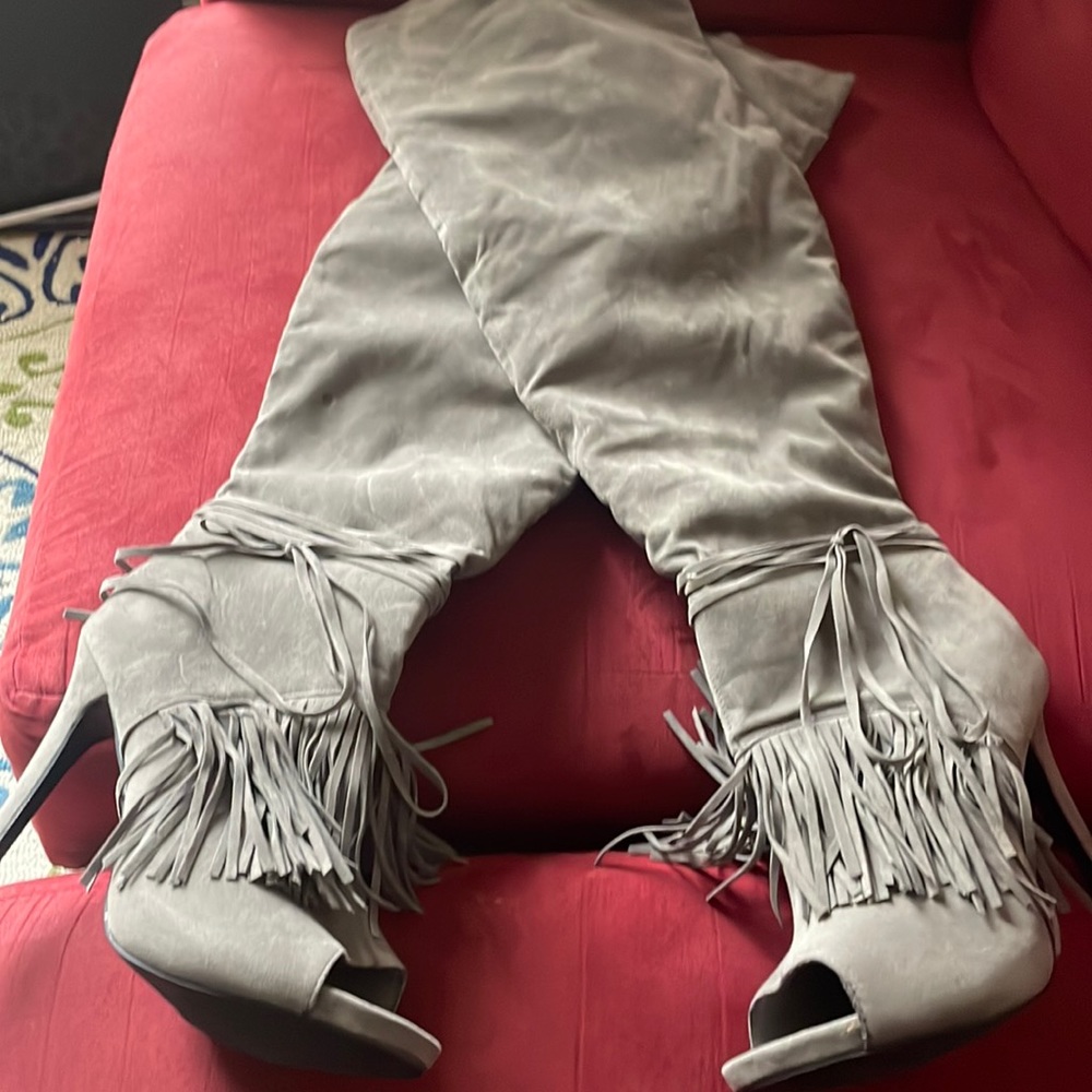 Gray faux suede Over the knee boots!